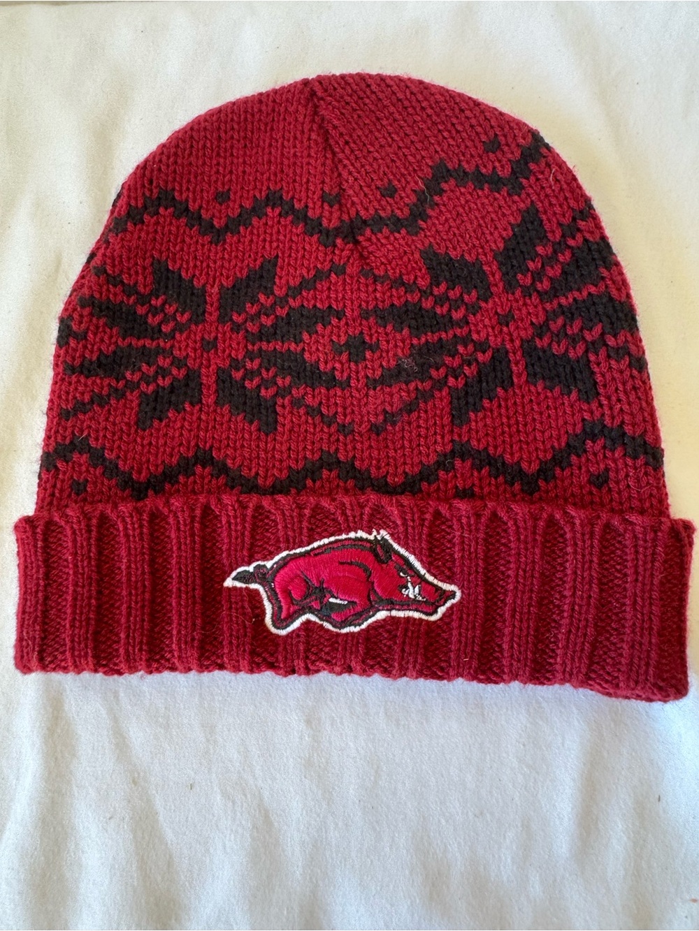 Captivating Headwear Arkansas Razorbacks Knit Beanie Hat Red/Black Licensed